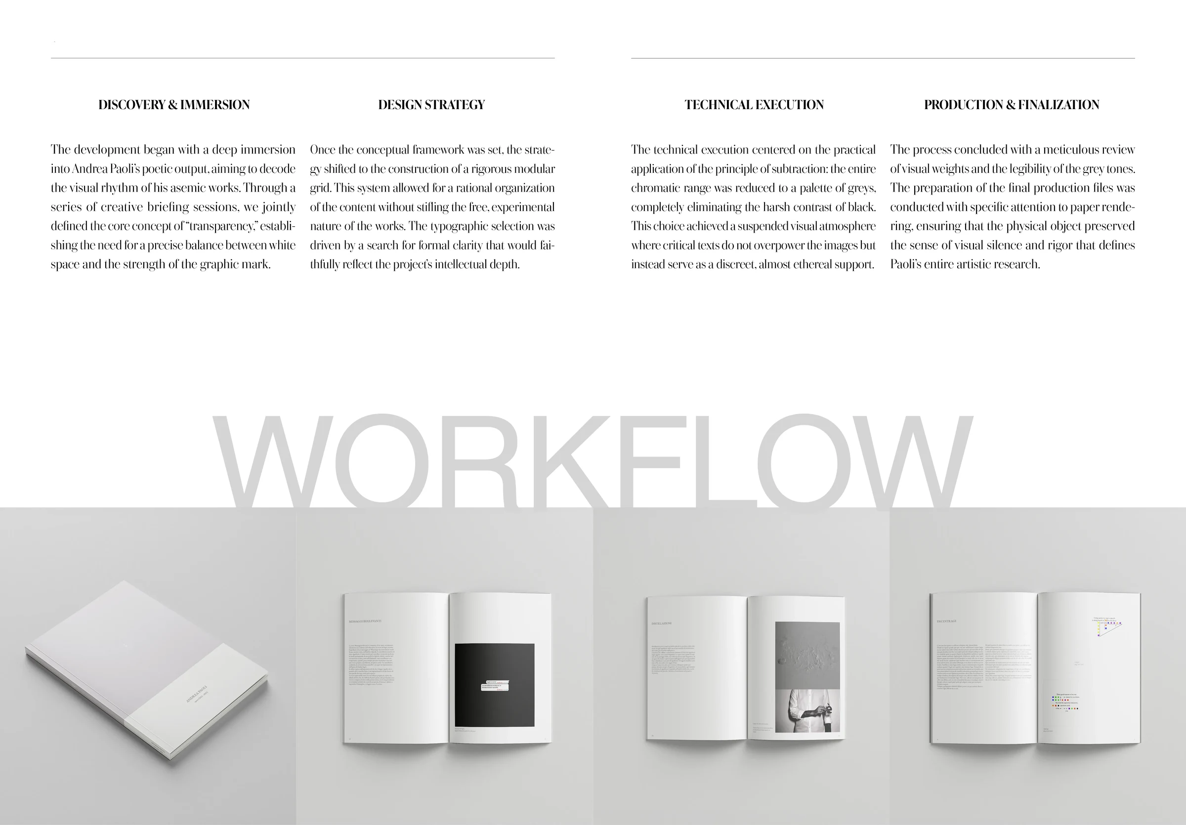 Inner spread showing the typographic grid and the use of white space
